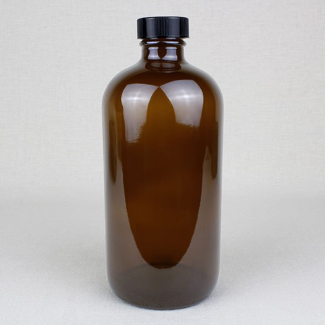 16 fl oz Amber Glass Bottle & Cap