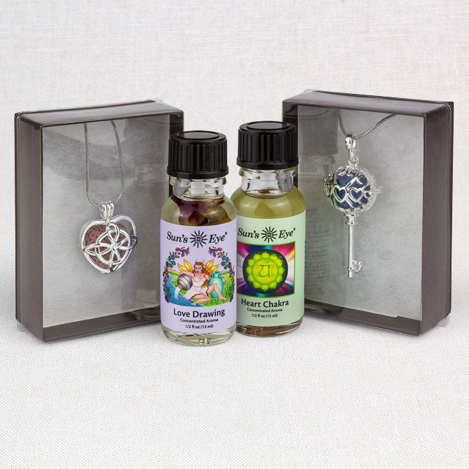Heart and Love Locket and Oil Gift Sets